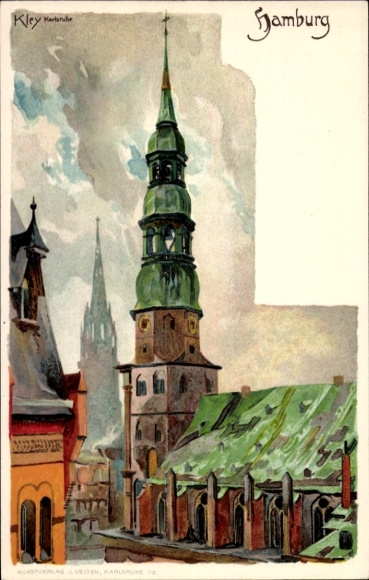 Artist Chromo-Litho Kley, Heinrich, Hamburg, St. Katharinenkirche