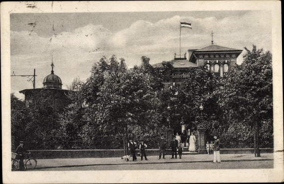 Postcard Hamburg Altona Othmarschen, restaurant at the train station, Beselerplatz 1