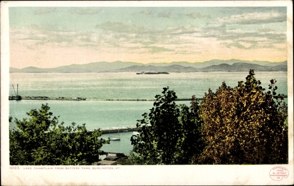 Ak Burlington Vermont Verenigde Staten, Lake Champlain van Battery Park