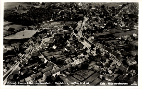 Postcard Benneckenstein Oberharz, aerial photograph