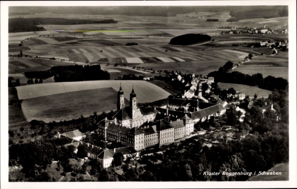 Postcard Roggenburg Swabia Bavaria, aerial photograph, monastery