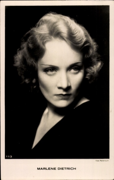 Postcard actress and singer Marlene Dietrich, portrait, Paramount 113