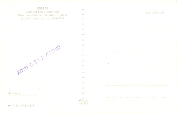 Postcard Berlin Mitte, Friedrichstraße station, Banner for Peace and International Understanding