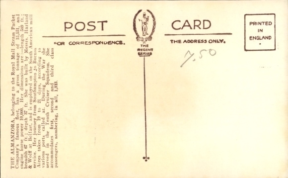 Ak-stoomboot RMSP Almanzora, Royal Mail Lines