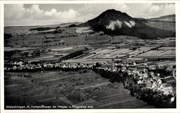 Postcard Welschingen Engen in Hegau in Baden Württemberg, with Hohenhöwen, aerial photography, panorama