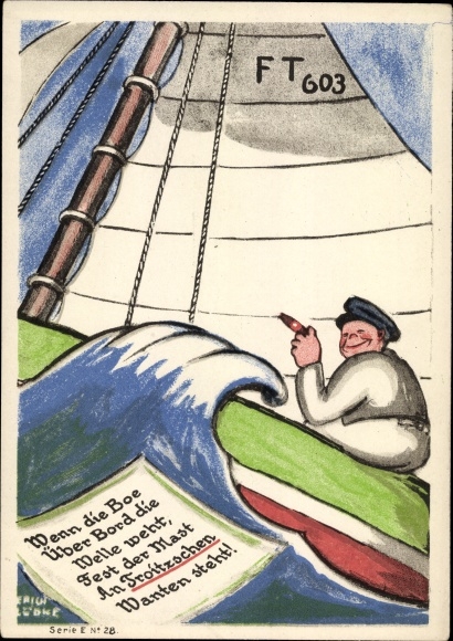 Artist PC Lüdke, E., Berlin Tempelhof, rope and cable works F. Troitzsch, sailing boat, mast