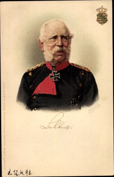 Kunstenaar litho Donadini, Antonio Ermenegildo, Koning Albert van Saksen, Portret