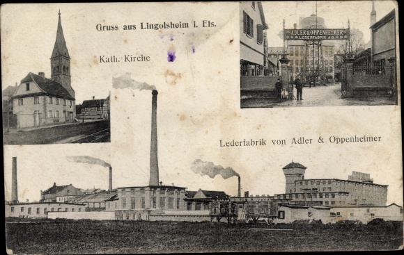 PC Lingolsheim Alsace Bas Rhin, Catholic church, leather factory Adler &amp; Oppenheimer