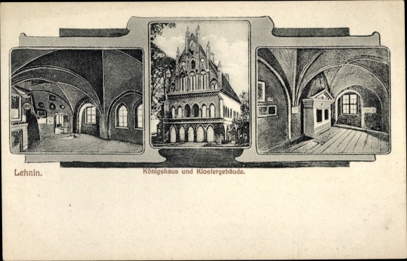 Postcard Lehnin Monastery in the Mark, royal house and monastery building