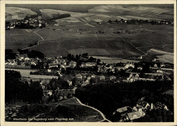 Postcard Westheim near Augsburg Neusäß in Swabia, aerial photograph