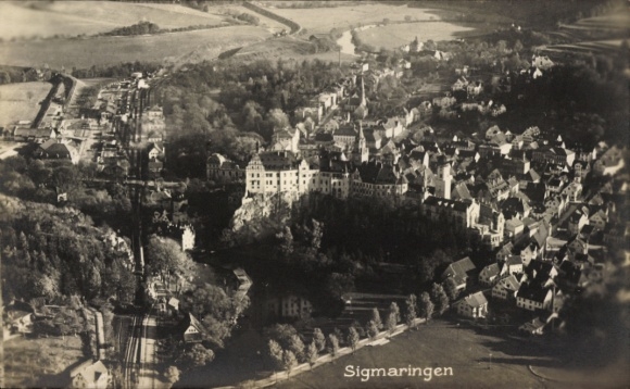 Ak Sigmaringen an der Donau, Fliegeraufnahme