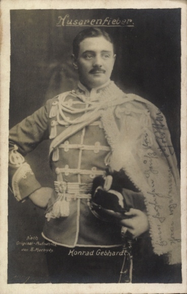 Postcard actor Konrad Gebhardt, portrait, Hussar fever