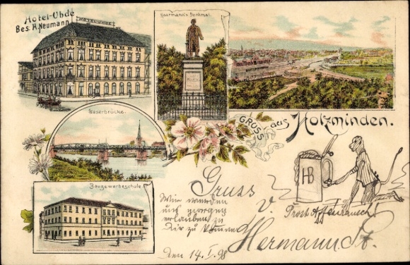 lito Holzminden an der Weser, Hotel Uhde, Weserbrücke, szkoła budowlana