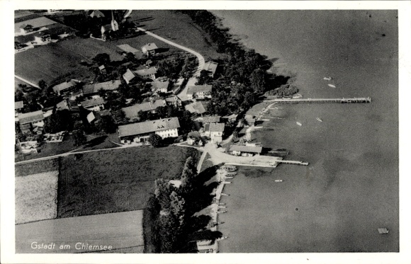 Postcard Gstadt am Chiemsee, aerial photograph