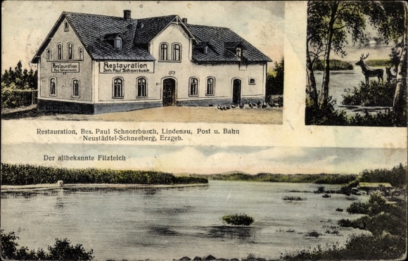 KP Lindenau Schneeberg w Rudawach, górskie jezioro Filzteich, renowacja Paul Schnorrbusch