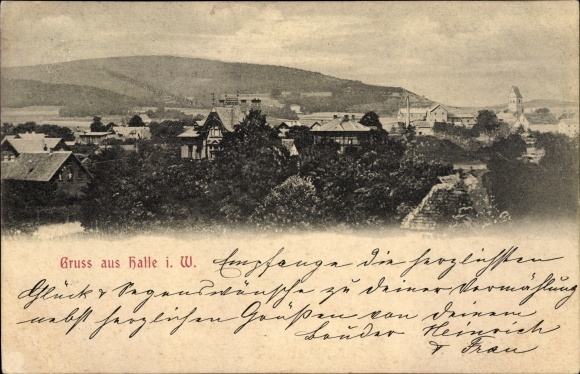 Ak Halle in Nordrhein Westfalen, Blick auf Ortschaft und Umgebung