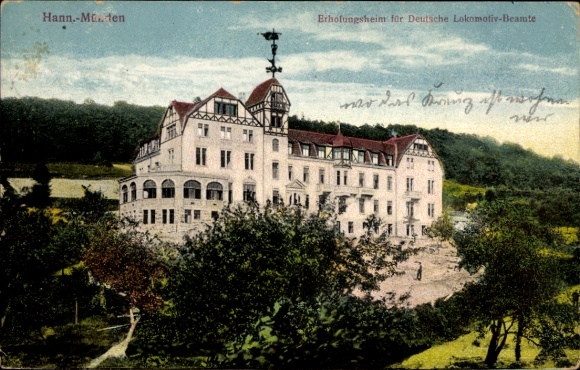 Postcard Hann. Münden in Lower Saxony, convalescent home for German locomotive officials