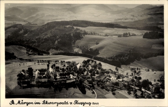 Postcard Sankt Märgen in the Black Forest, aerial photograph