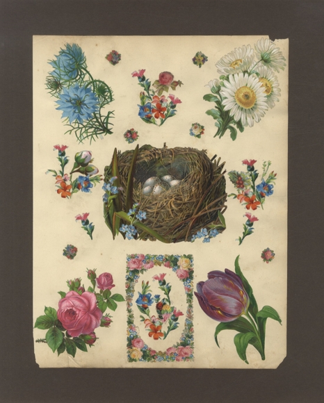 approx. 15 wafers bird's nest with eggs and flowers, approx. 9 x 11.5 cm to 1.5 x 1.5 cm
