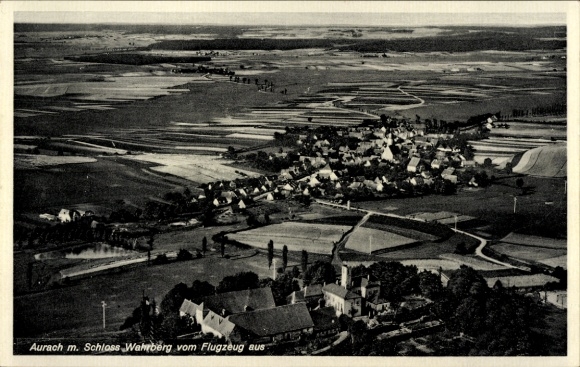 Ak Aurach in Mittelfranken, Schloss Wahrberg, Fliegeraufnahme