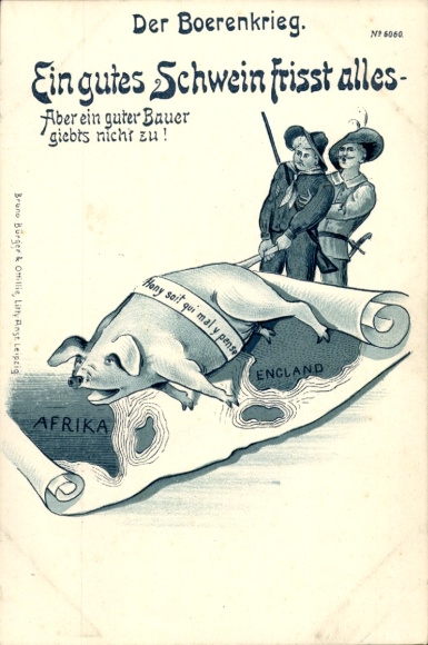 Künstler Ak Südafrika, Der Boerenkrieg, Ein gutes Schwein frisst alles, Burenkrieg