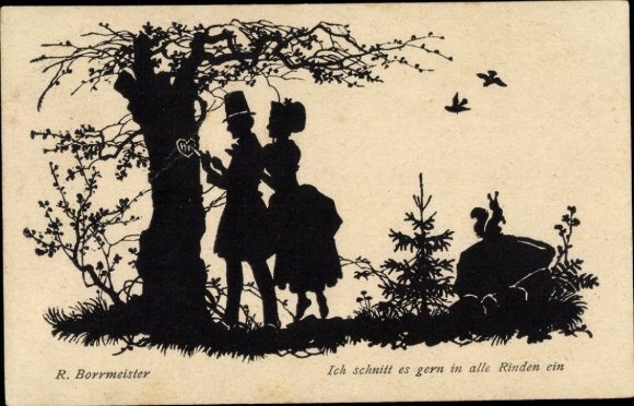 Artist Postcard Borrmeister, R., I liked to cut it into all the barks
