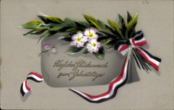 Ak Gelukkige verjaardag, Vlaggenlint, Laurier
