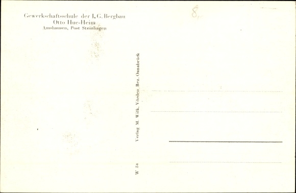 Postcard Amshausen Steinhagen Westfalen, Union School, Otto Hue Heim