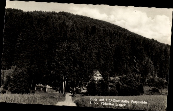 Postcard Niederpöbel Dippoldiswalde in the Ore Mountains, Pöbeltal, HO-Restaurant Putzmühle