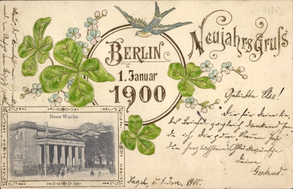 Embossed Passepartout PC Berlin Mitte, Pentecost Greetings, Neue Wache, Klee, Swallow