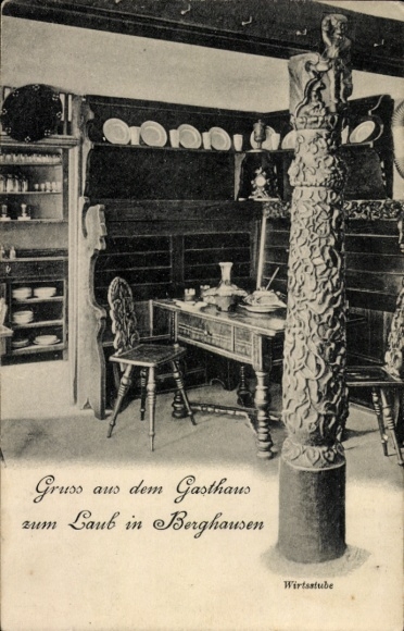 Postcard Berghausen Pfinztal am Kraichgau Baden Württemberg, Gasthaus Zum Laub, parlor