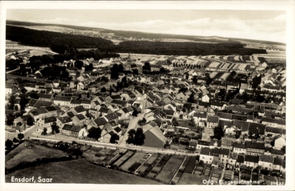 Ak Ensdorf an der Saar, Luftaufnahme
