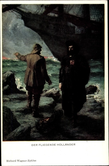 Kunstenaar Ak Leeke, Ferd., The Flying Dutchman, Richard Wagner-cyclus