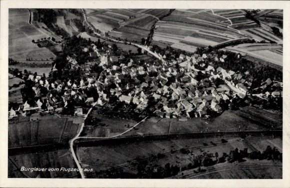 Postcard Burglauer, aerial photograph