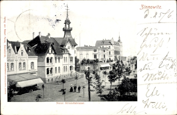 Postcard Ostseebad Zinnowitz on Usedom, Neue Strandstraße, Bazaar