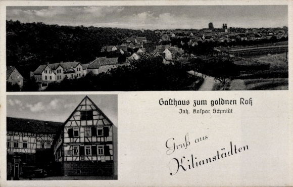 Ak Kilianstädten Schöneck in Hessen, Gesamtansicht, Gasthaus zum goldenen Roß
