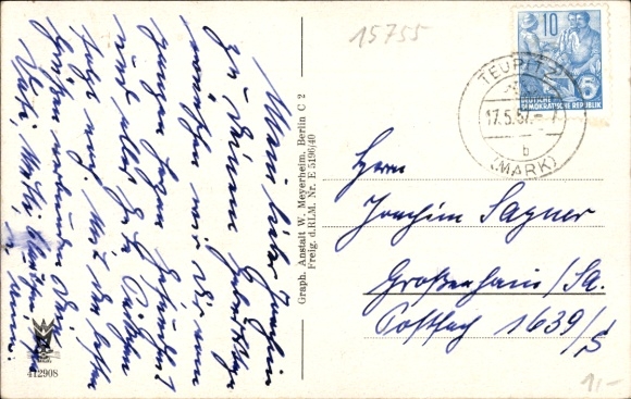Ak Teupitz in Brandenburg, stadspanorama, oever van het meer, boten