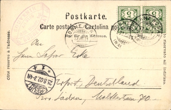 Postcard Zermatt Canton Valais, Riffelalp, Riffelberg, train station and hotel, Matterhorn