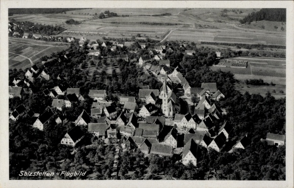 Ak Salzstetten Waldachtal im Schwarzwald, Flugbild, Luftaufnahme von  zahlreiche Dächer, ländlich