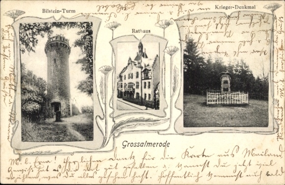 KP Großalmerode w Hesji, wieża Bilstein, ratusz, pomnik wojenny