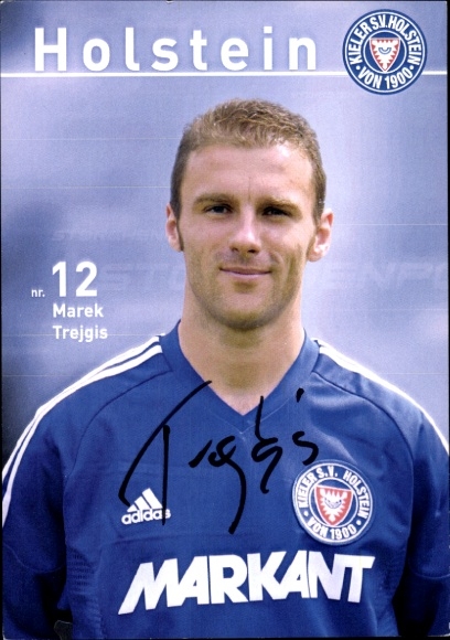 Autograph card footballer Marek Trejgis, Holstein Kiel, autograph