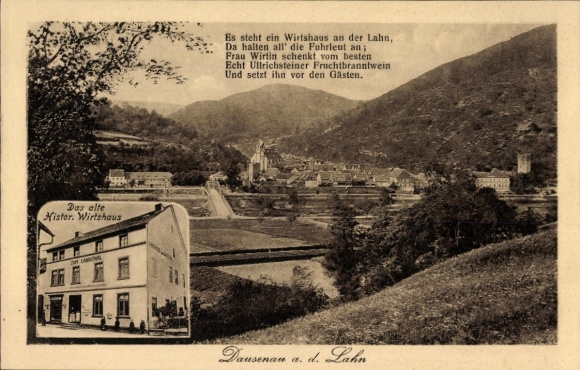 KP Dausenau an der Lahn, wiersz, zabytkowy zajazd, panorama