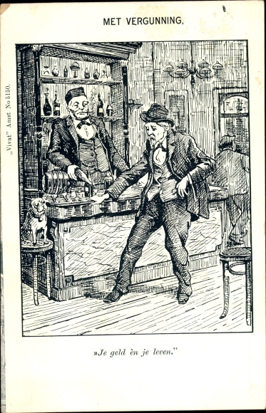 Postcard Met Vergunning, Je geld en je leven, innkeeper, drunk