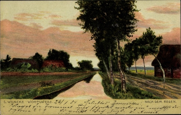 Artist PC Wencke, Sophie, Worpswede, after the rain, landscape, river section