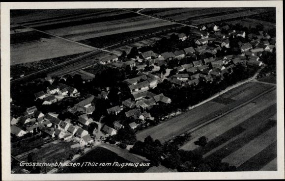 Postcard Großschwabhausen in Thuringia, aerial photograph