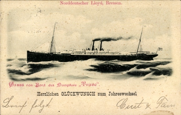 Postcard Norddeutscher Lloyd Bremen, steamer Trave