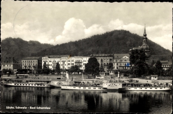 Ak Bad Schandau Elbe, salonstoomboot Riesa en Leipzig, stad