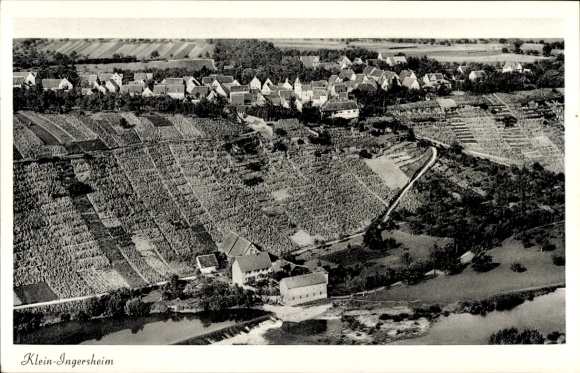 Postcard Kleiningersheim Ingersheim am Neckar, aerial photograph