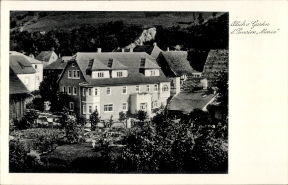 Ak Wallenfels in Oberfranken, Pension Maria, Blick vom Garten