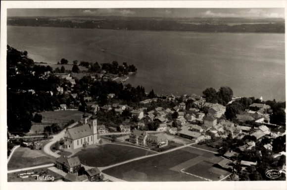 Postcard Tutzing on Lake Starnberg, Upper Bavaria, aerial photograph